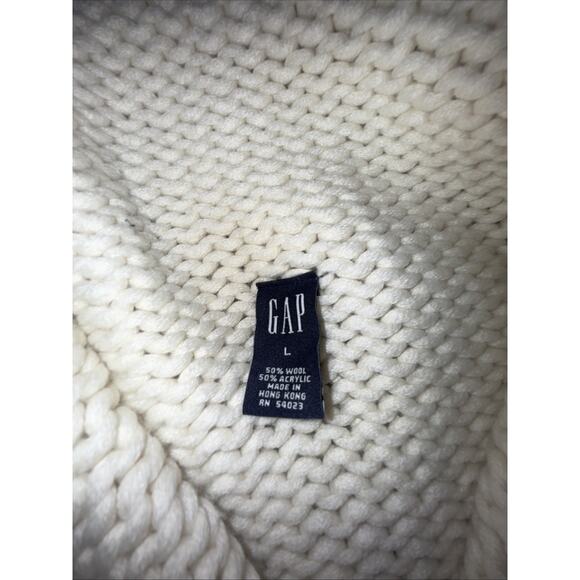 Gap Cream Cardigan Y2K Vintage Large Wool Blend Snap Closure Sweater Women's - Picture 7 of 10